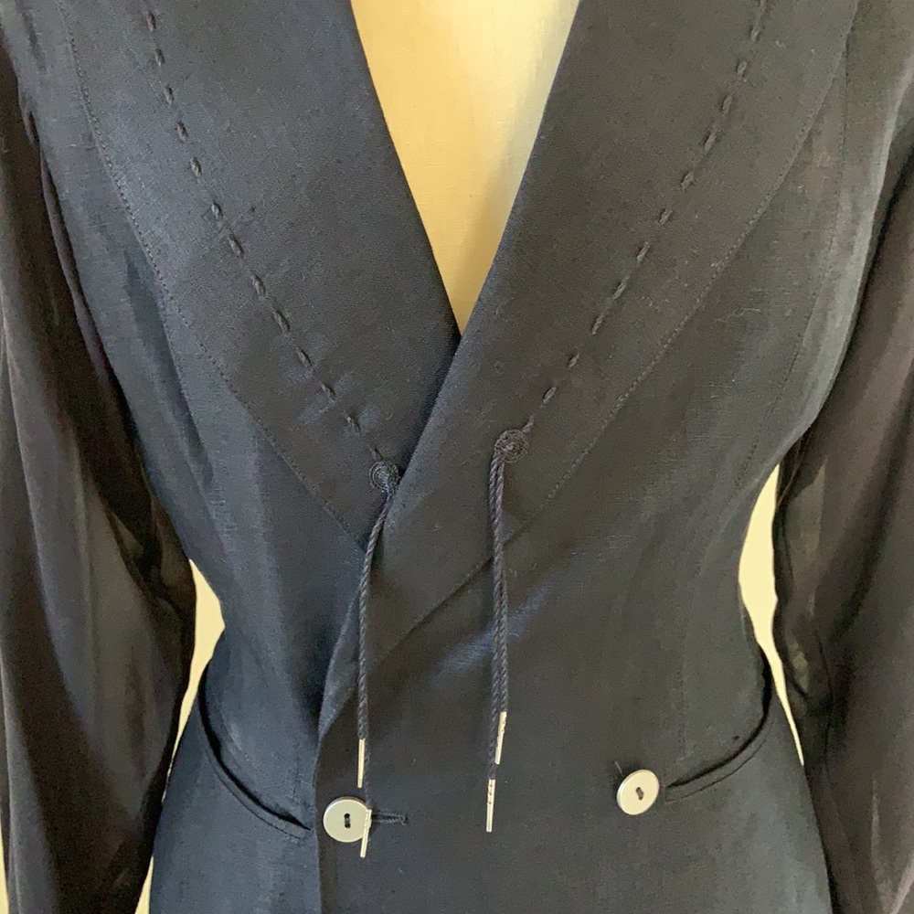 Amazing vintage NWT Claude Montana linen suit -4 - Picture 2 of 11